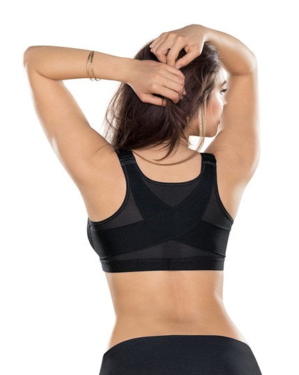 Solid Double Front Closures Wireless Bra Black