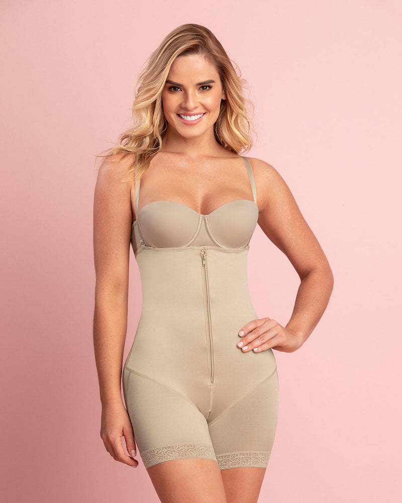 Body Briefer Anti-Slip Grip Lining Gusset Opening With Hooks